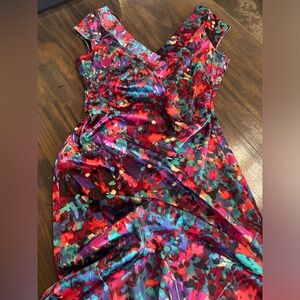 London Style Multicolor Dress Satin Party